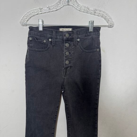 Madewell Women’s 25 Cali Demi Boot Jeans Black Button Fly High Rise Stretch - Picture 12 of 13